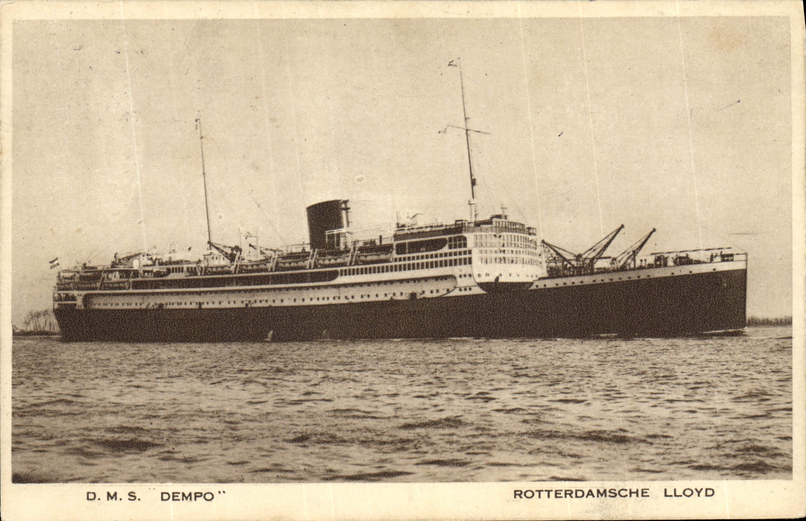 VINTAGE POSTCARD Boat Steamer DMS Dempo Rotterdamsche Llyod