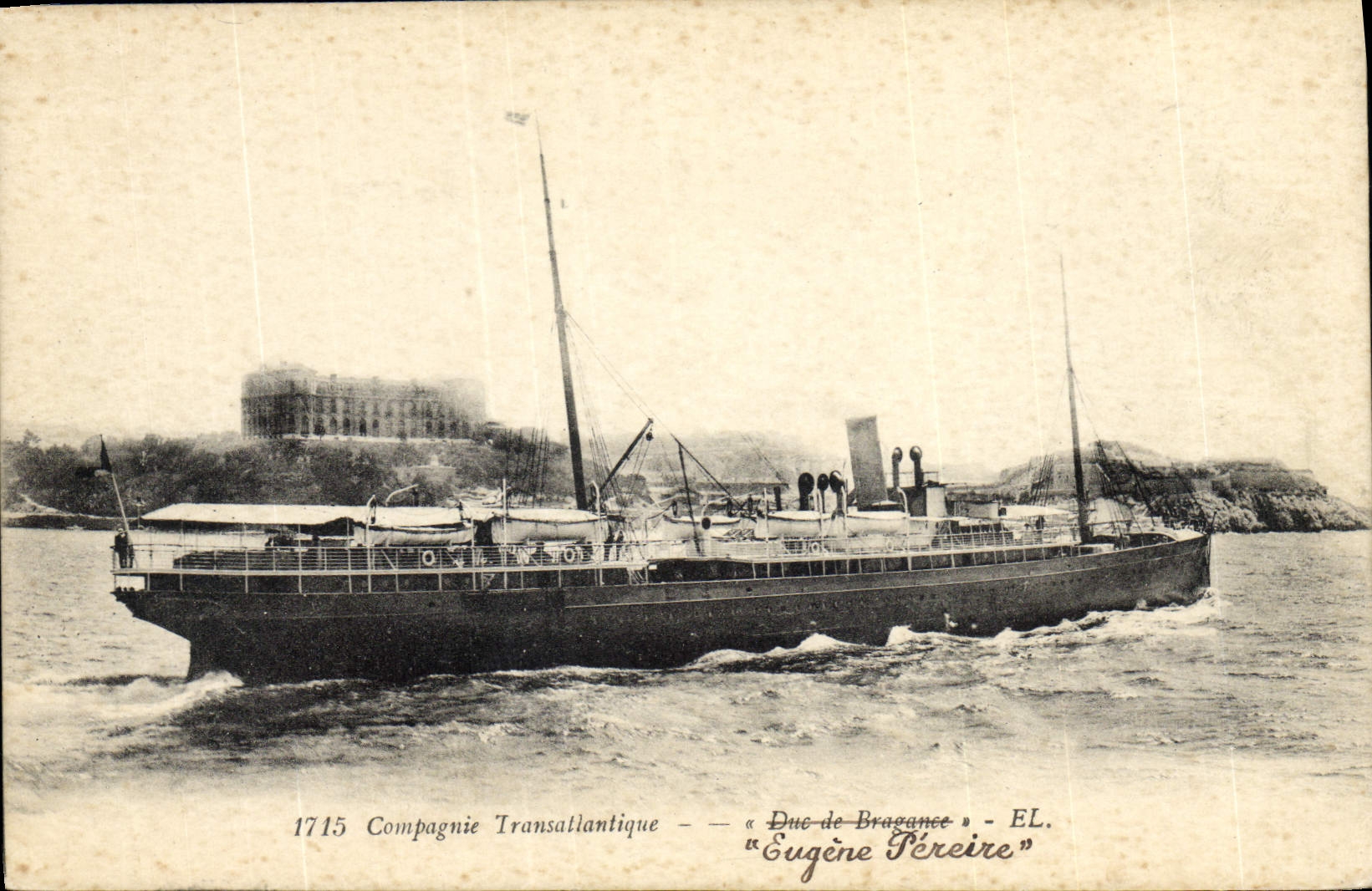 VINTAGE POSTCARD Boat Transatlantic Steamer Company Eugene Pereire