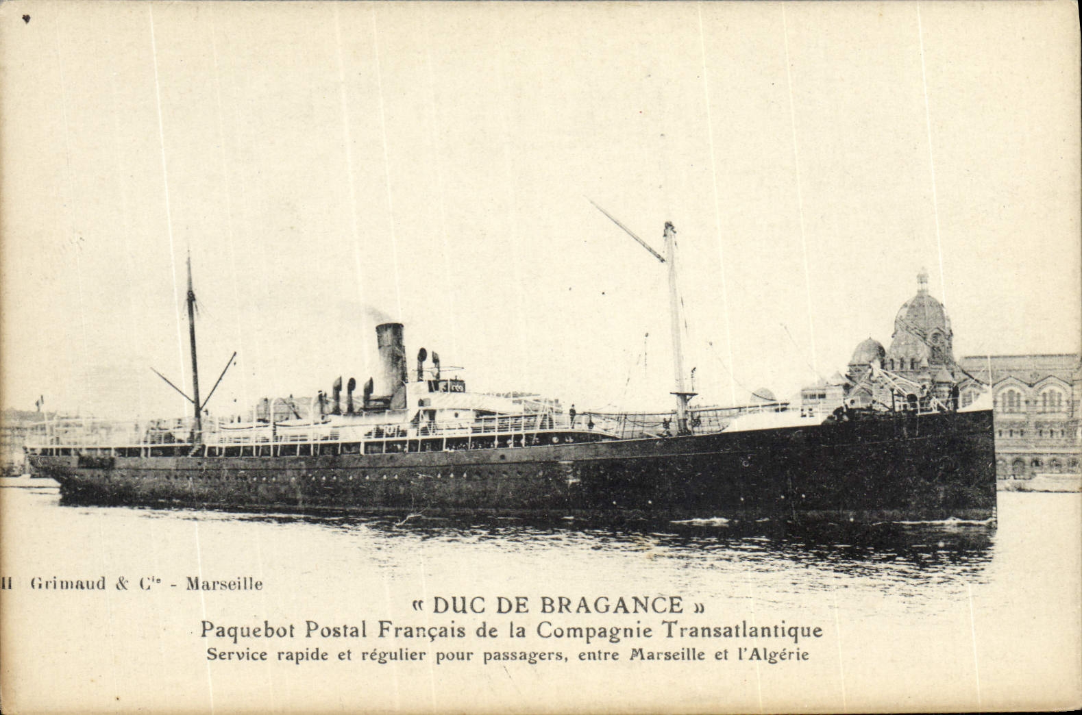 CPA Bateau Paquebot postal francais de la Compagnie Transatlantique Duc de Bragance