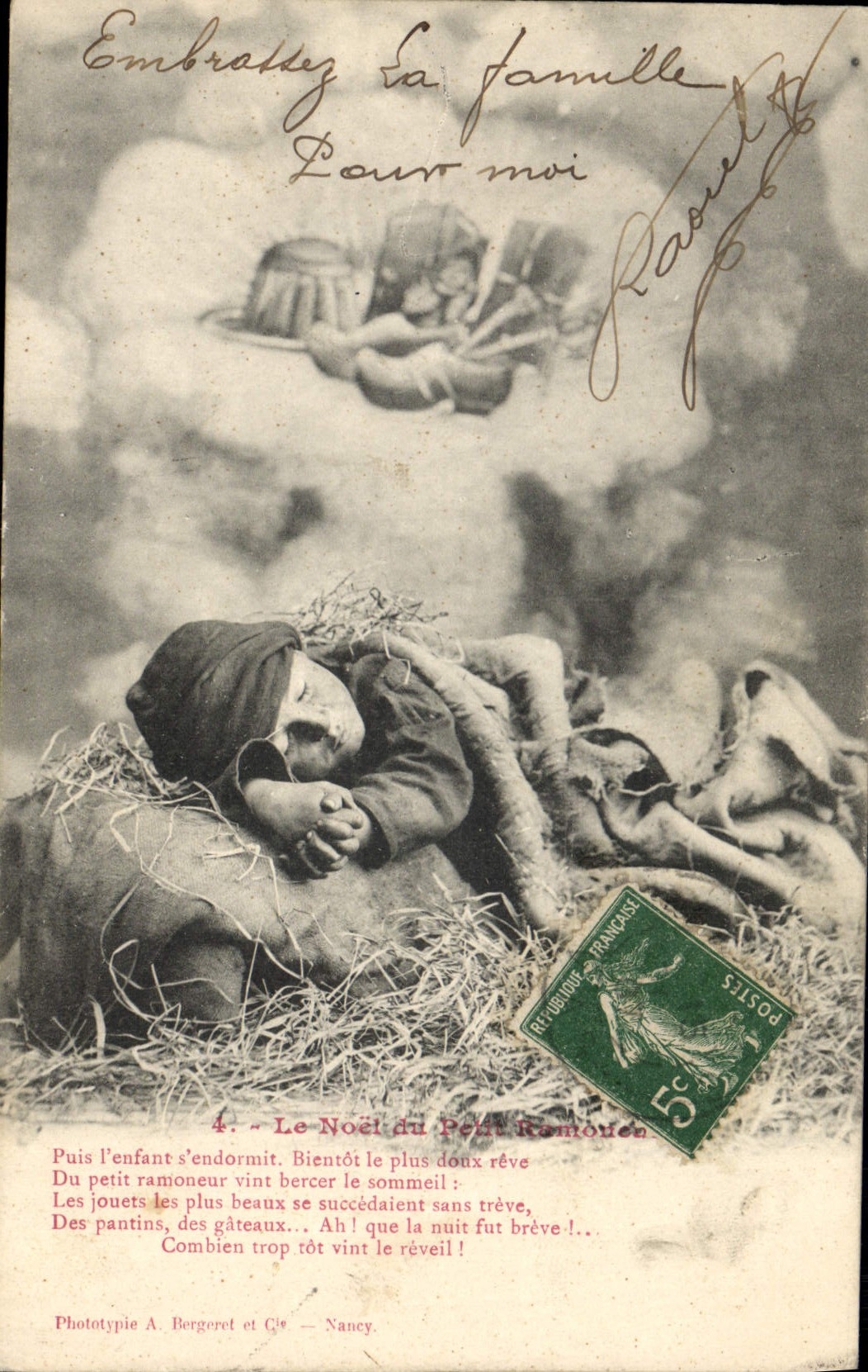 CPA Fantaisie Enfant Le Noel du petit ramoneur