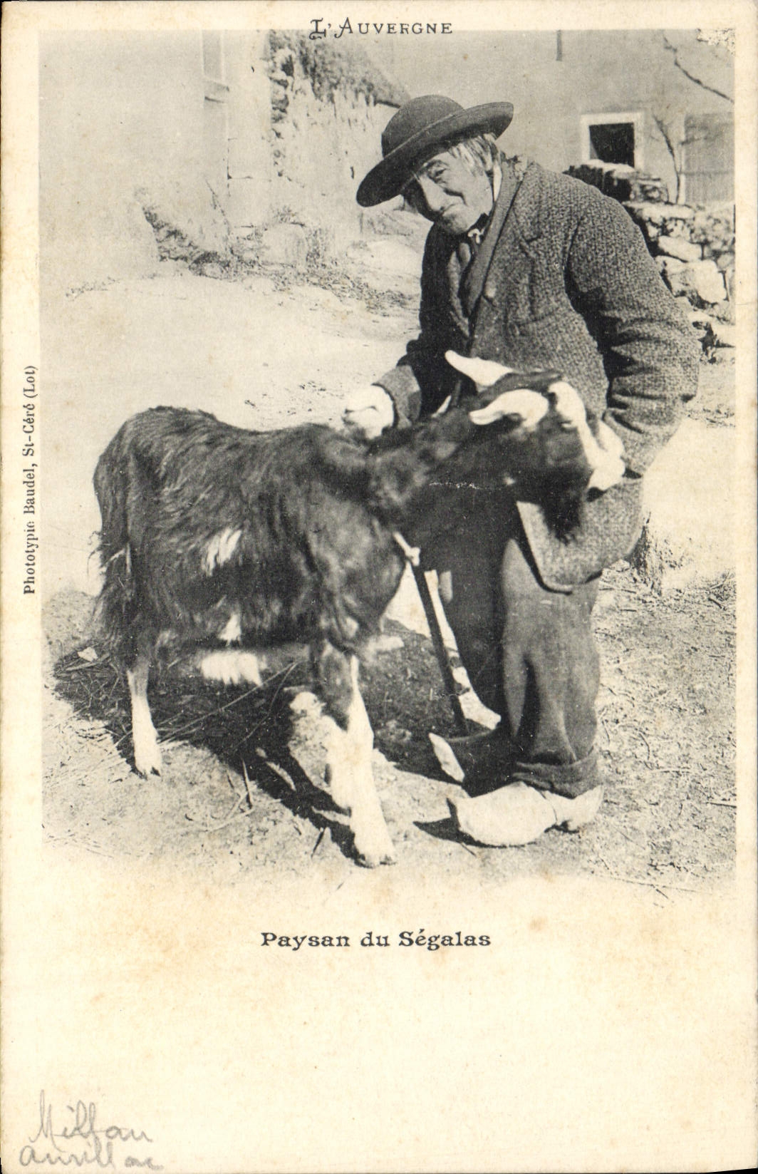 VINTAGE POSTCARD Goat Peasant of Segalas Auvergne TOP