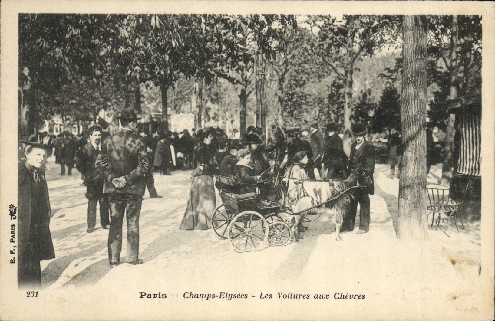CPA Chevre Paris Champs Elysees Les voitures aux chevres TOP