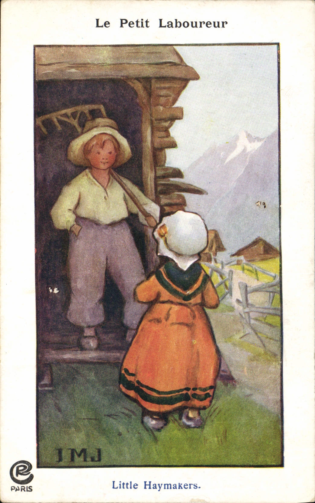 VINTAGE POSTCARD Fantasy Illustrator the small plowman