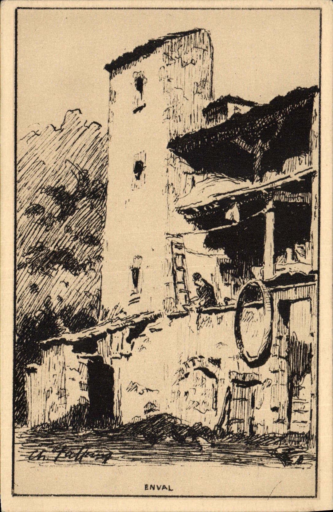 CPA Fantaisie Illustrateur Maison a Enval Ch Jaffeux