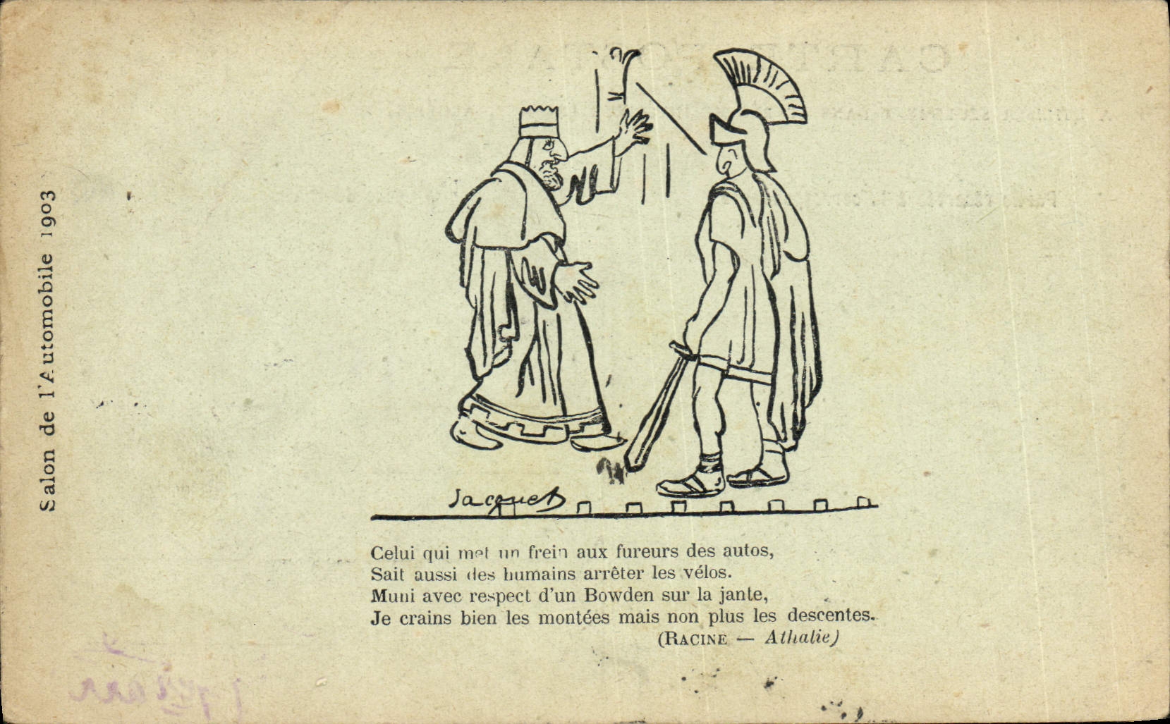 CPA Fantaisie Illustrateur Racine Rome Salon de l'automobile 1903
