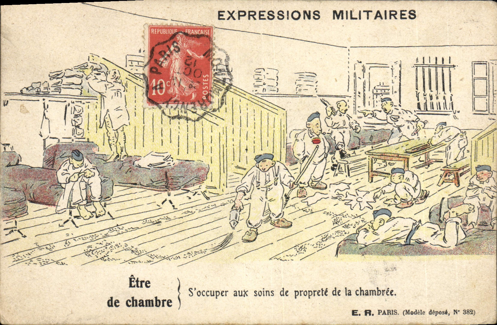VINTAGE POSTCARD Militaria Being of room