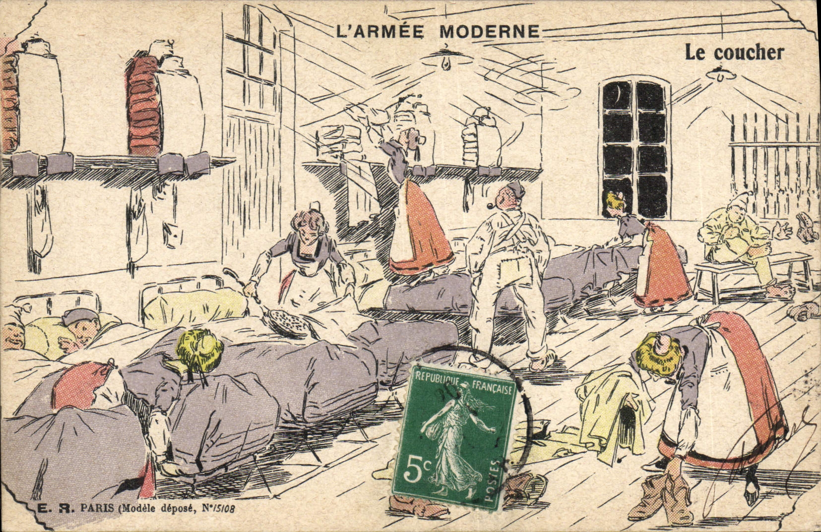 CPA Militaria Le coucher 