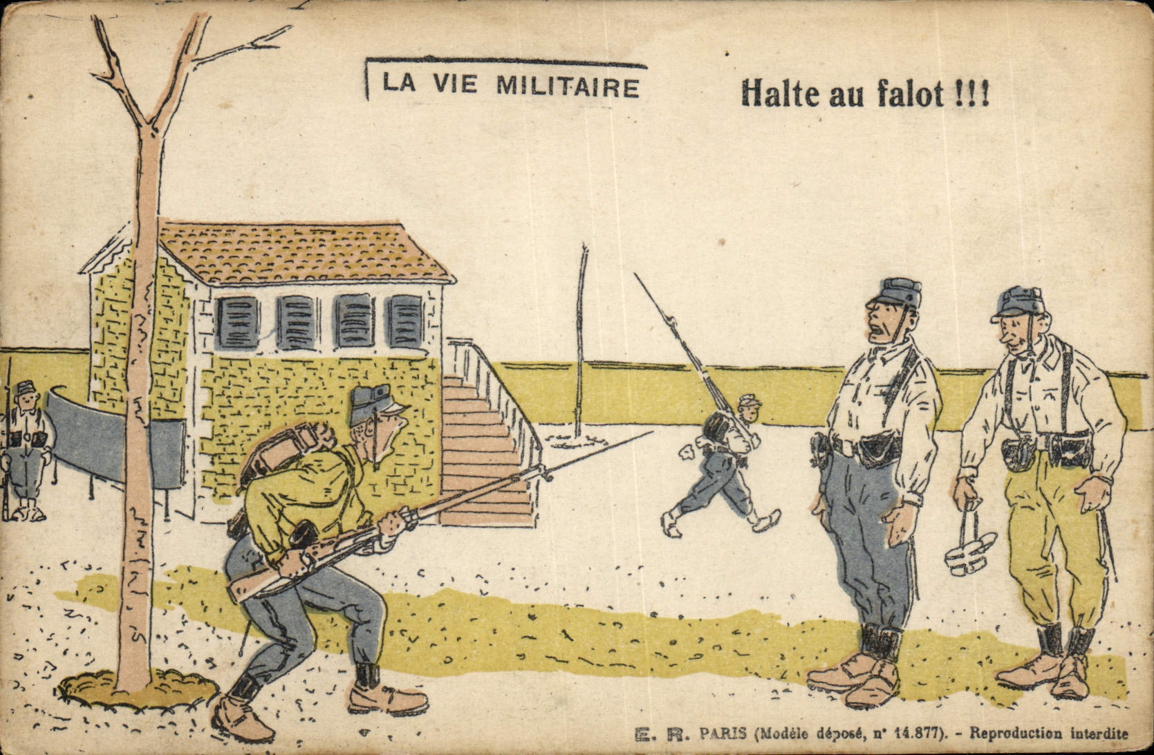 CPA Militaria Halte au falot 