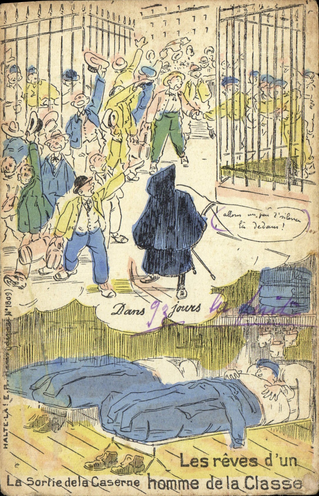 VINTAGE POSTCARD Militaria dreams of a man of the class