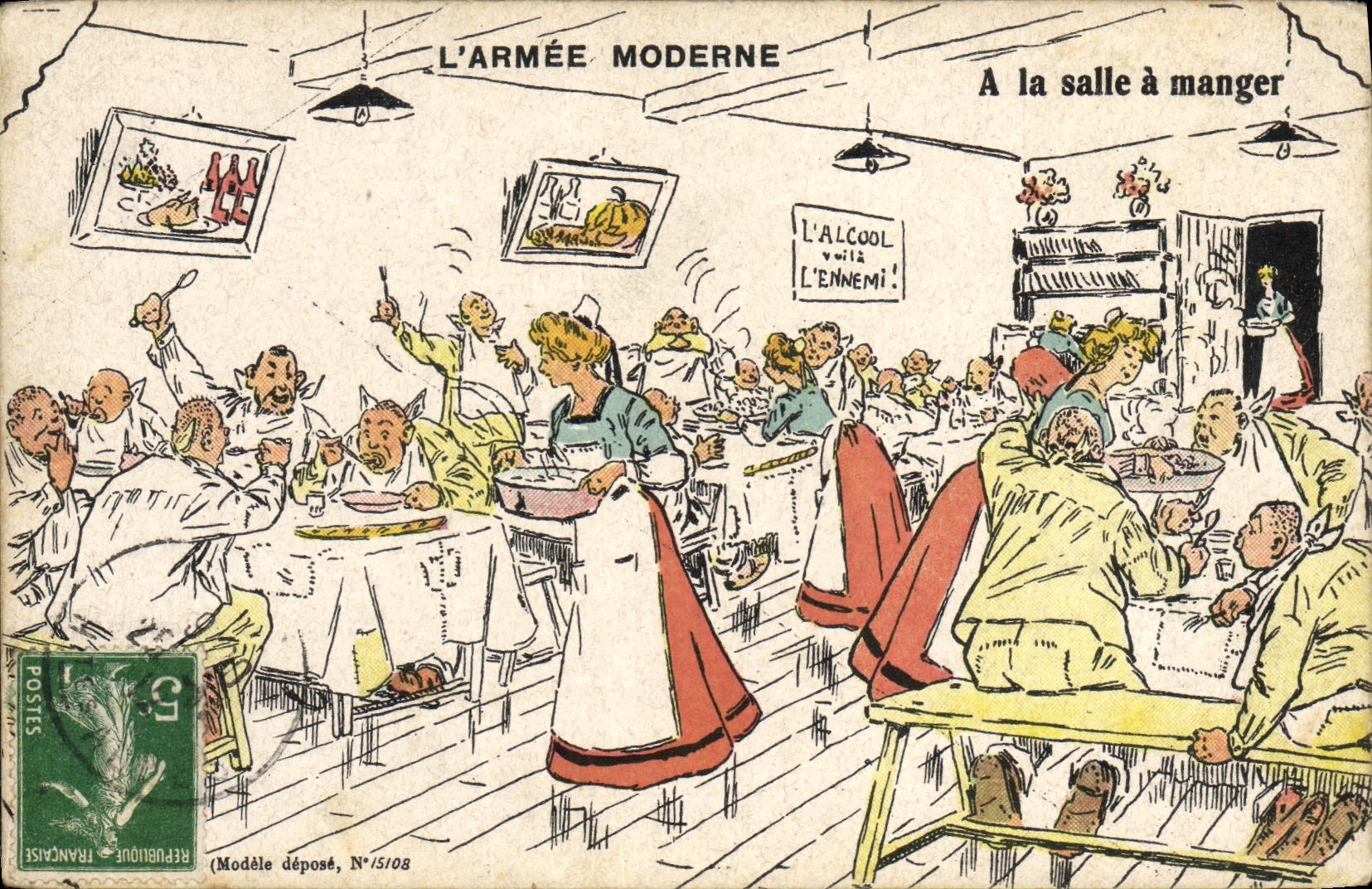 CPA Militaria A la salle a manger