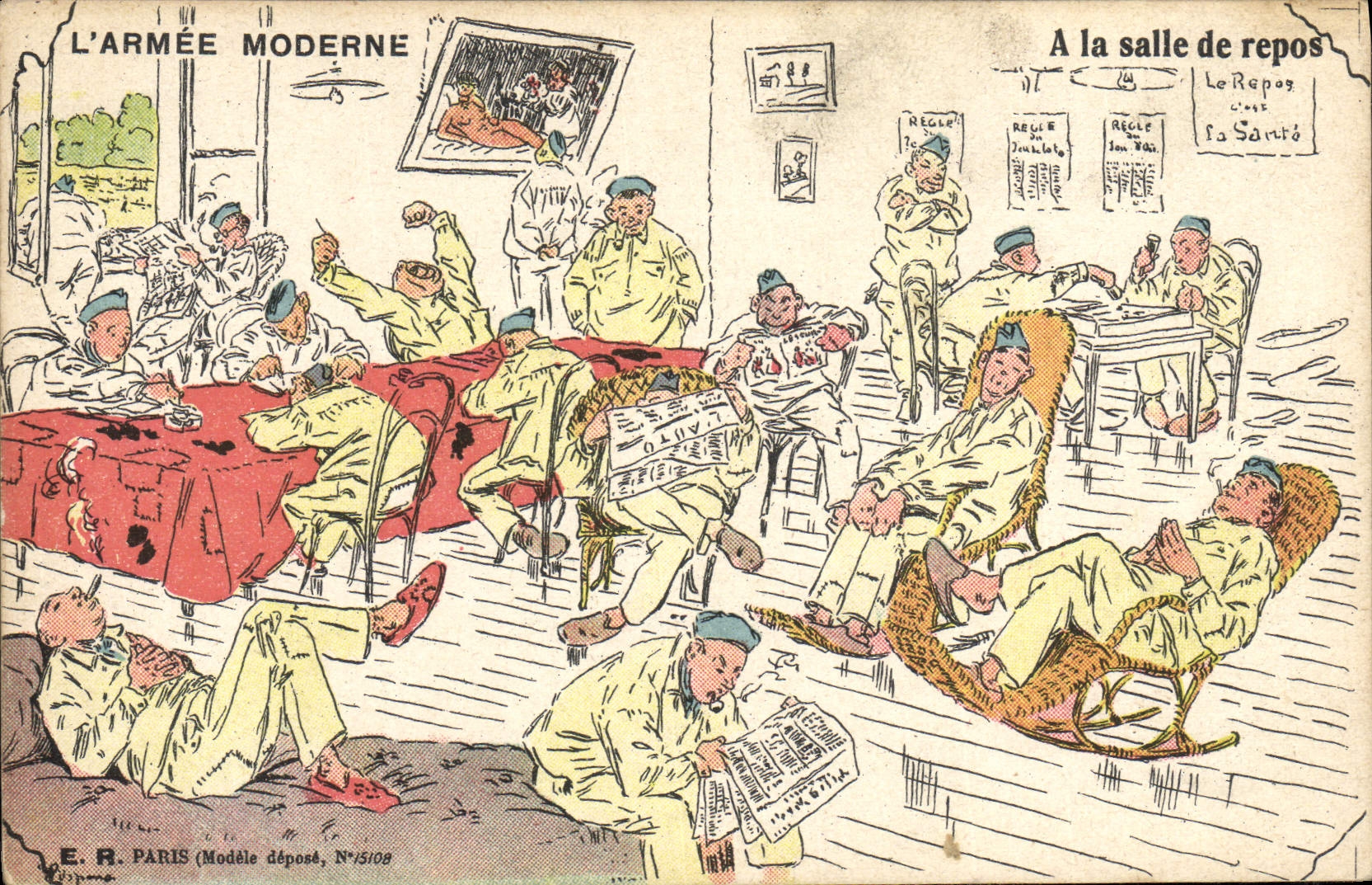 CPA Militaria A la salle de repos
