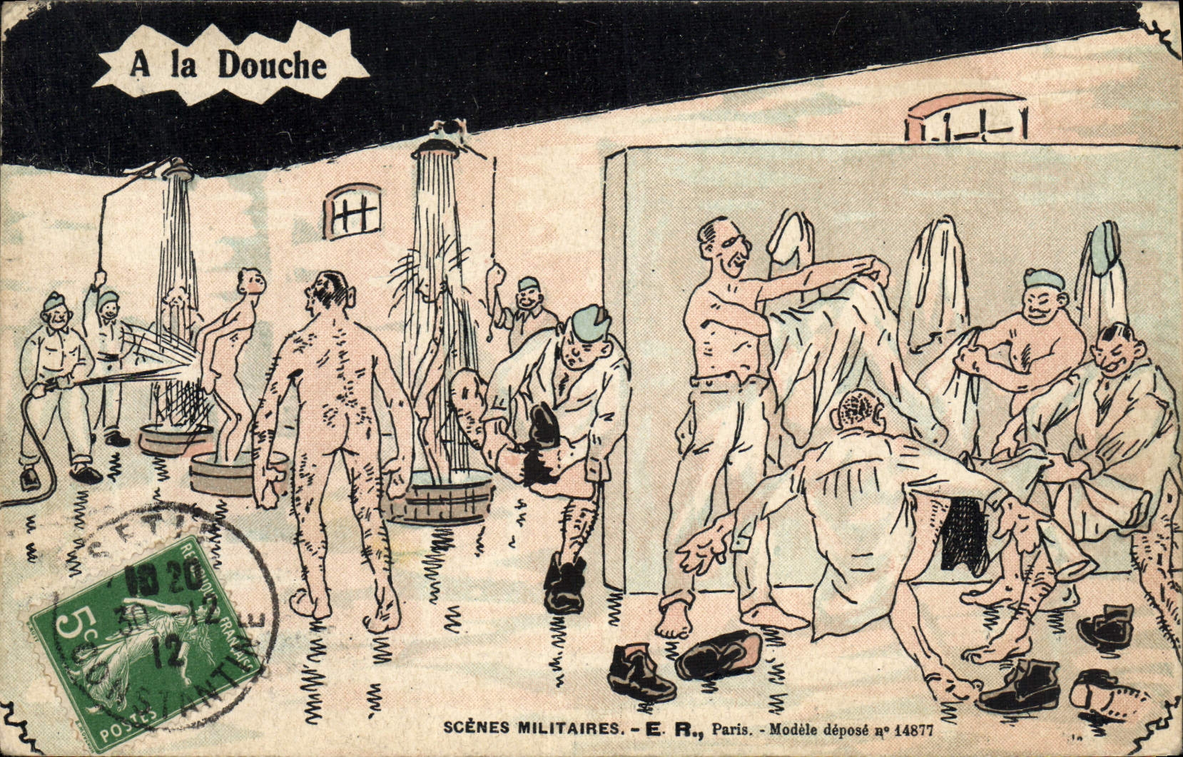 CPA Militaria A la douche 
