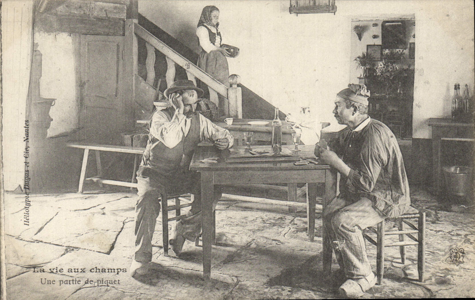 CPA Folklore La vie au champs Une partie de piquet CArtes