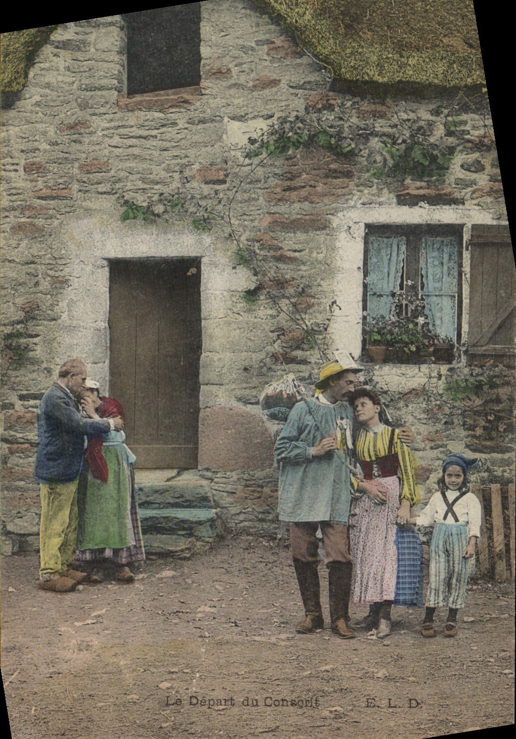 CPA Folklore Le depart du conscrit 