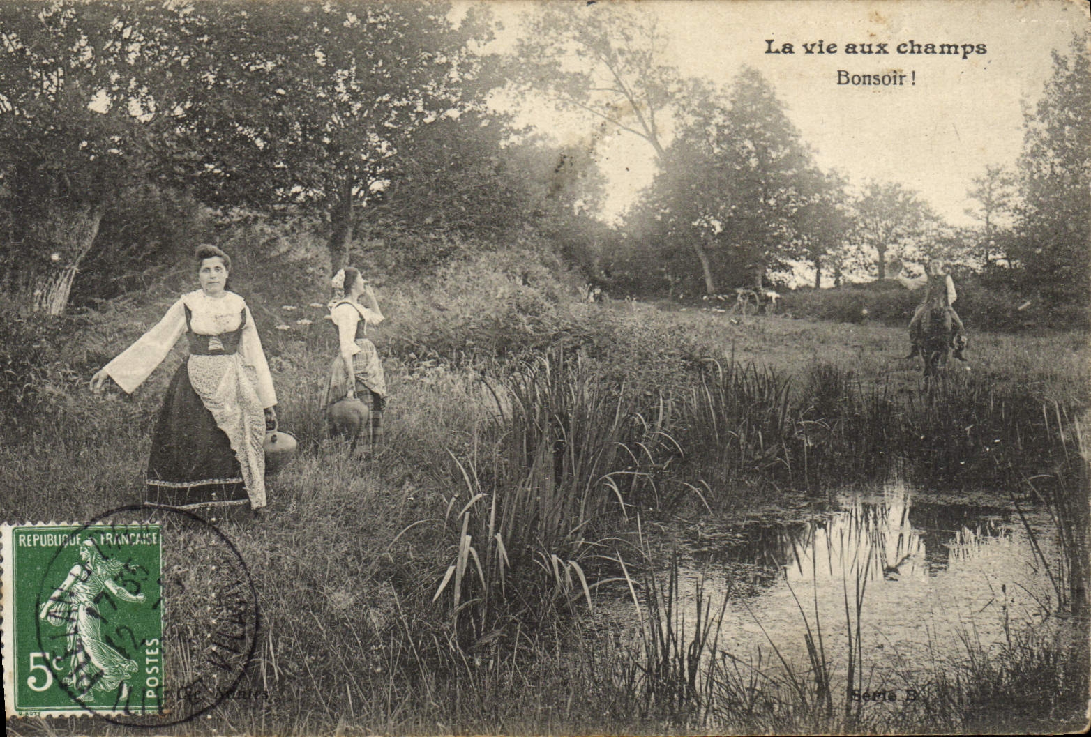 CPA Folklore La vie au champs Bonsoir