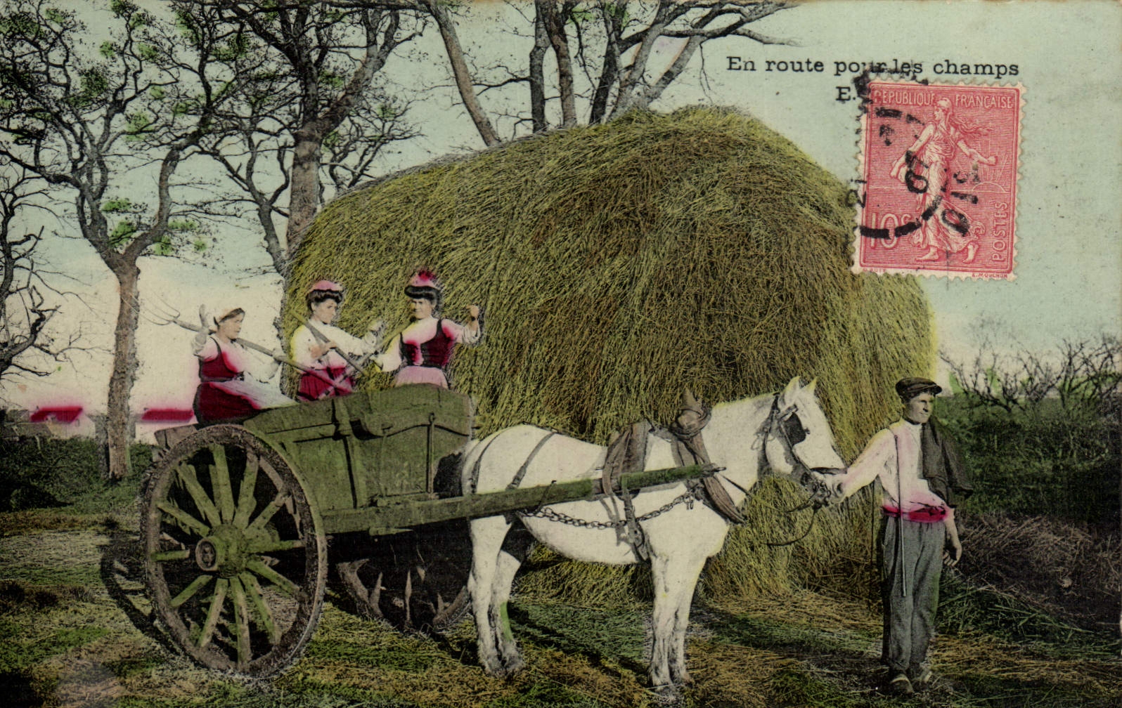 CPA Folklore En route pour les champs