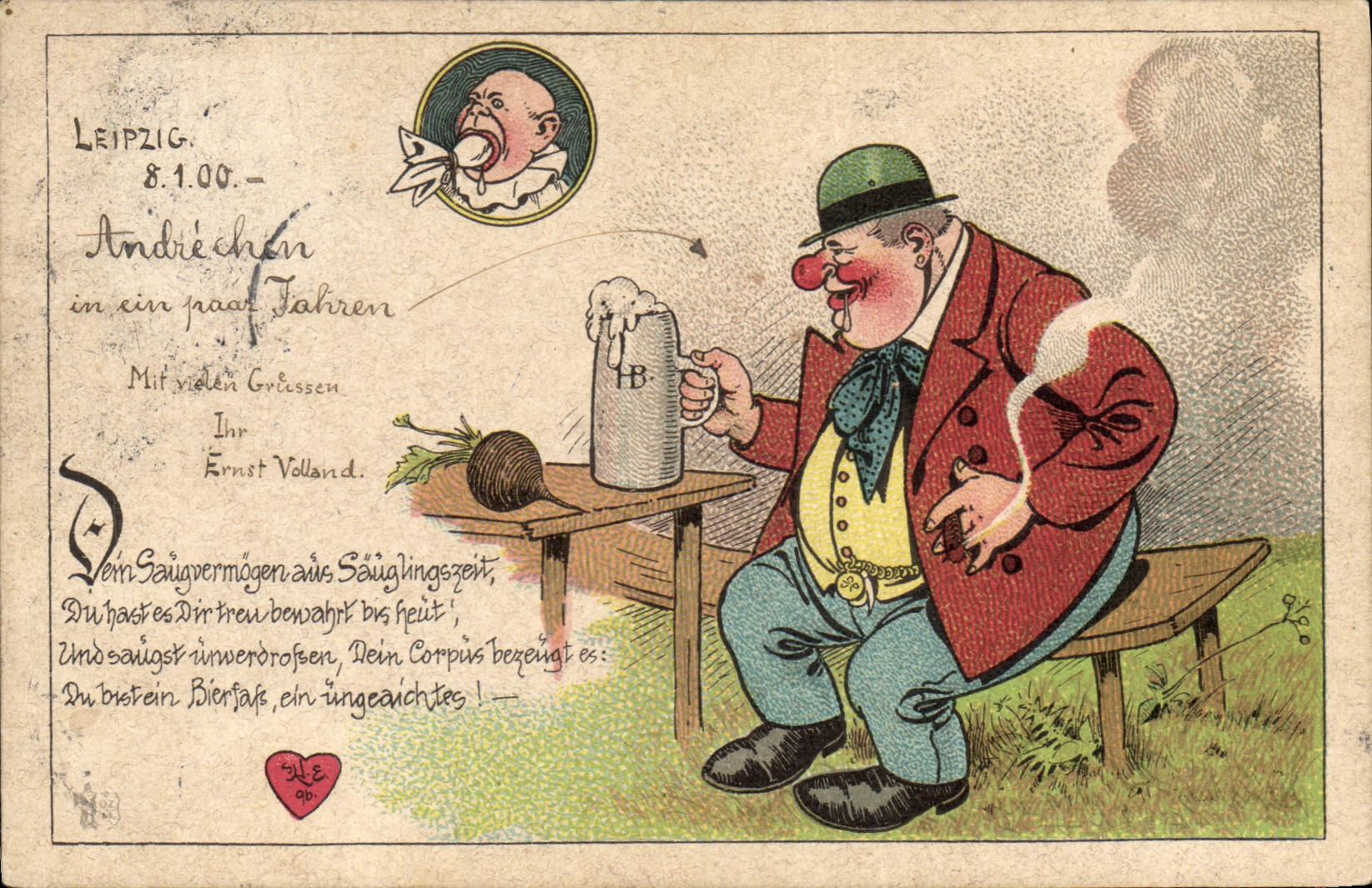 VINTAGE POSTCARD Fantasy Tobacco Leipzig 1900 Cigar