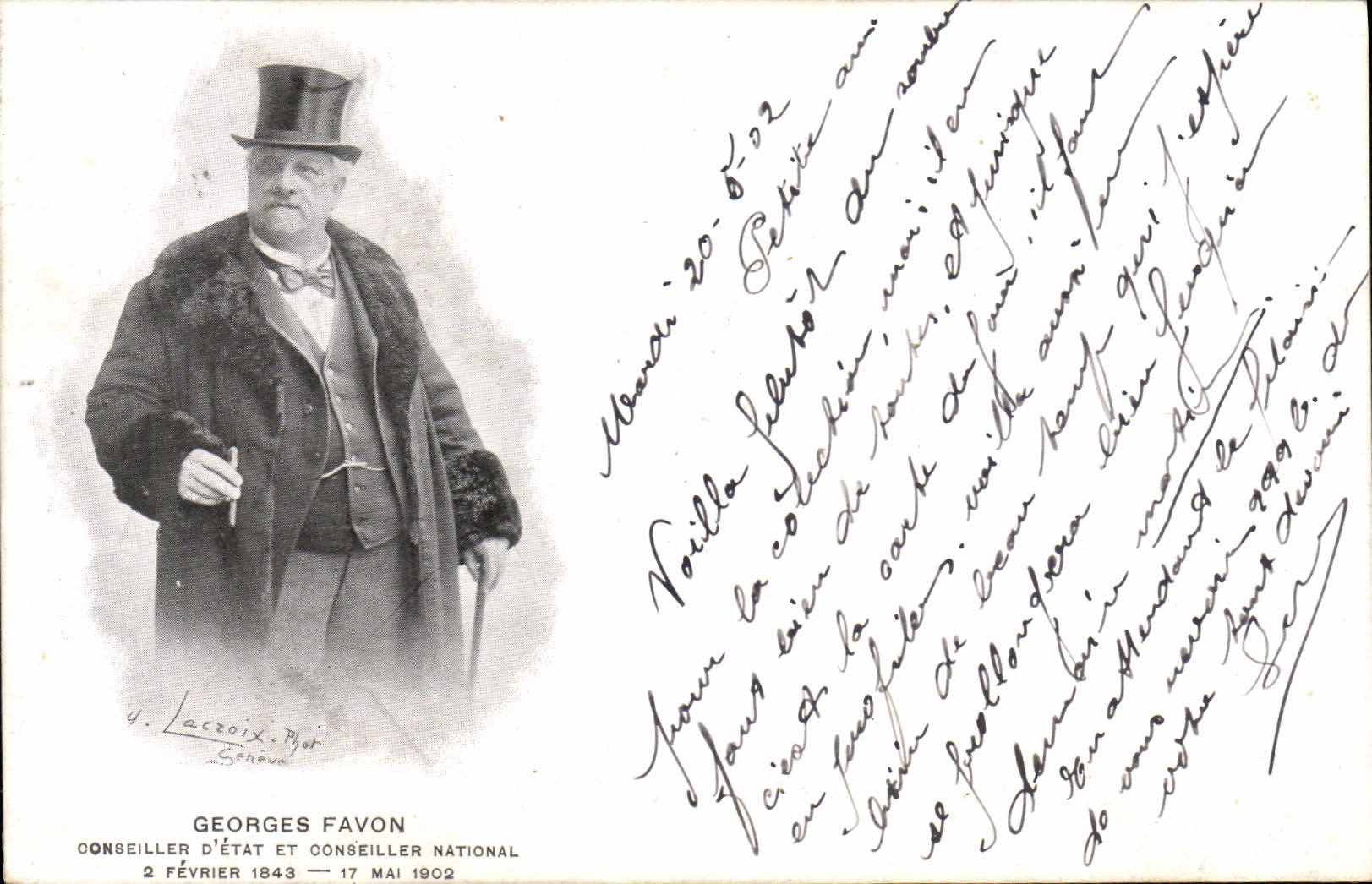 VINTAGE POSTCARD Fantasy Tobacco Georges Favon Adviser of State and National Conseiller Cigar