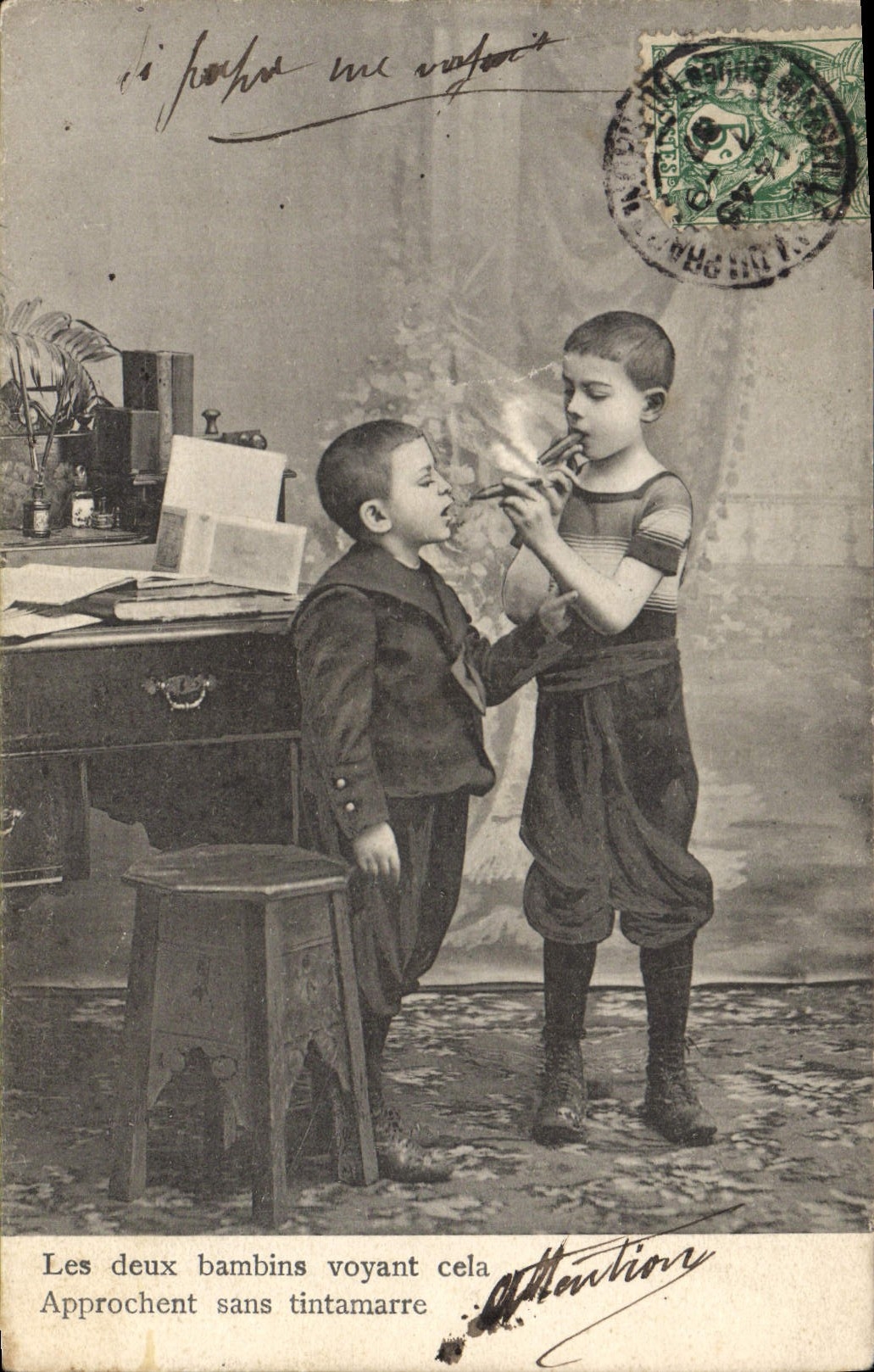 VINTAGE POSTCARD Fantasy Tobacco Children Cigar