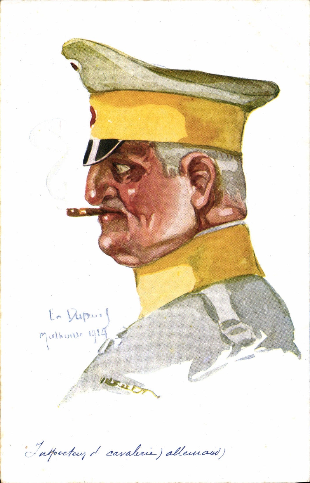 CPA Fantaisie Tabac Homme Mulhouse 1914 Militaria