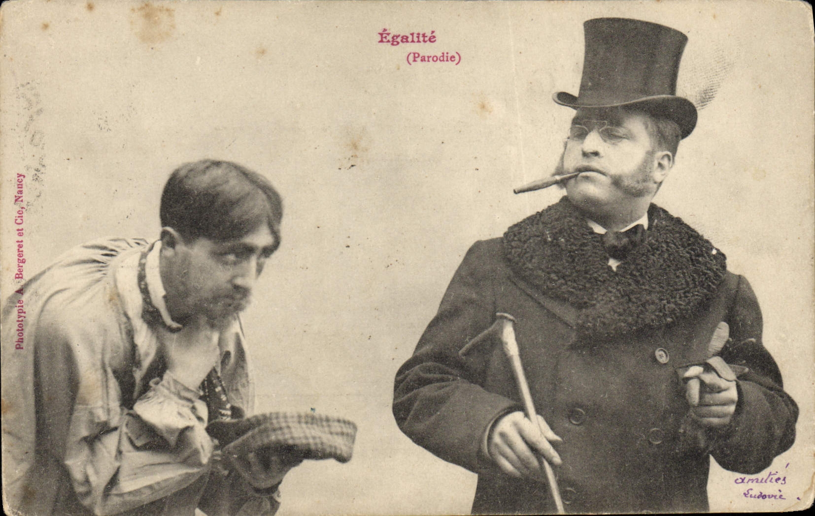 CPA Fantaisie Tabac Egalite Parodie