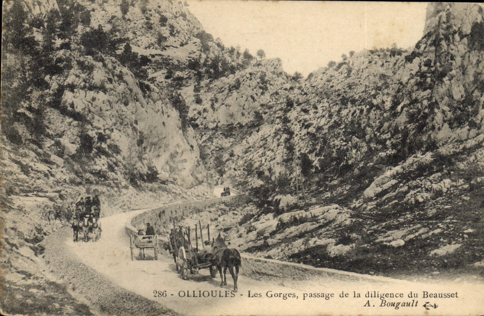 CPA Attelage Ollioules Les gorges passage de la diligence du Beausset
