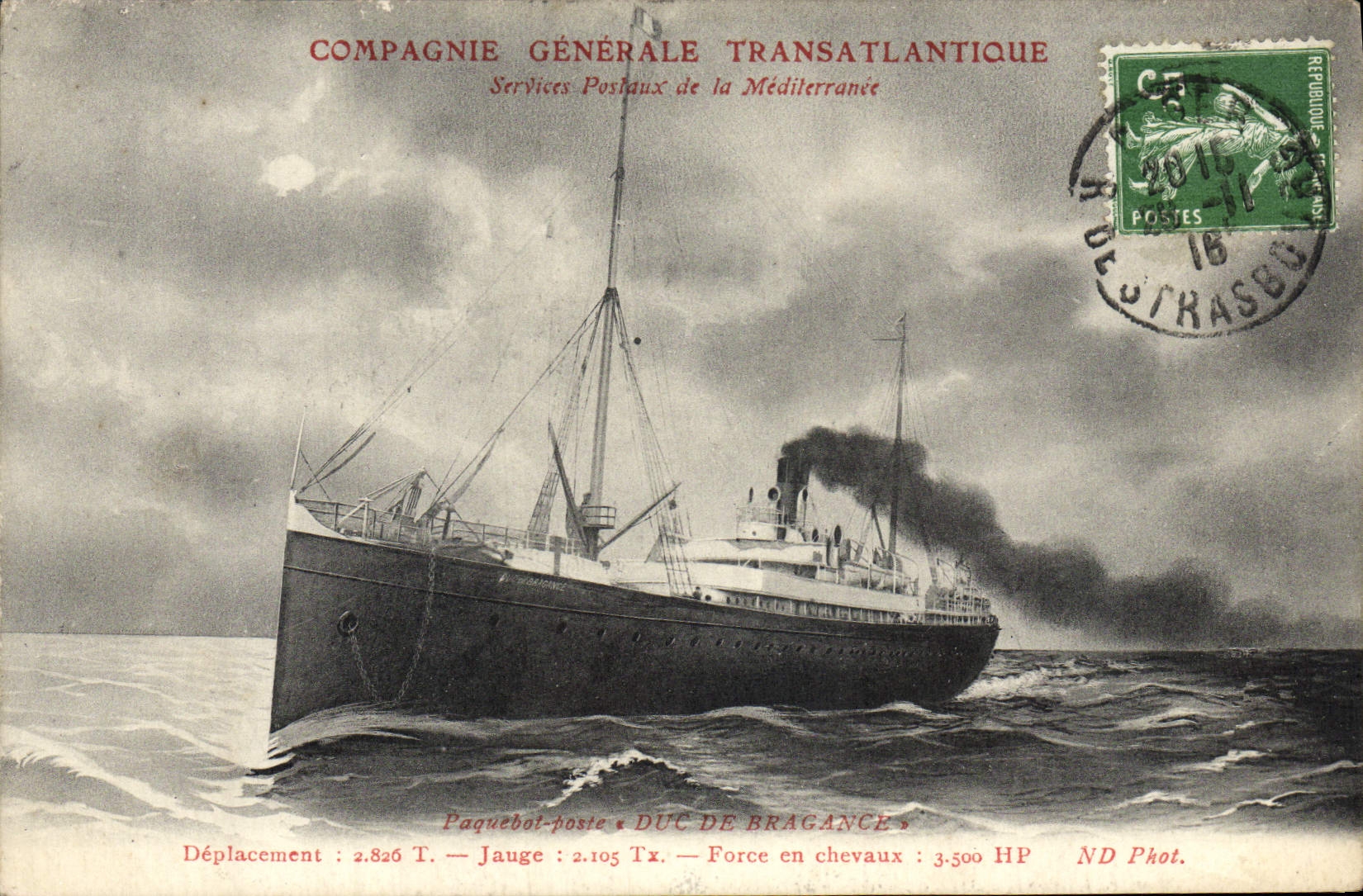 CPA Bateau Paquebot Compagnie Generale Transatlantique Duc de Bragance 
