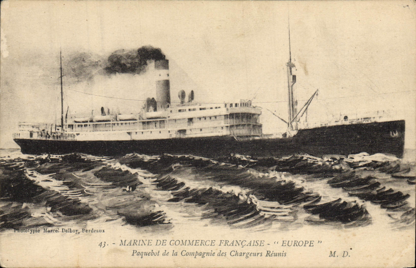 CPA Bateau Paquebot de la Compagnie des Chargeurs Reunis Europe 