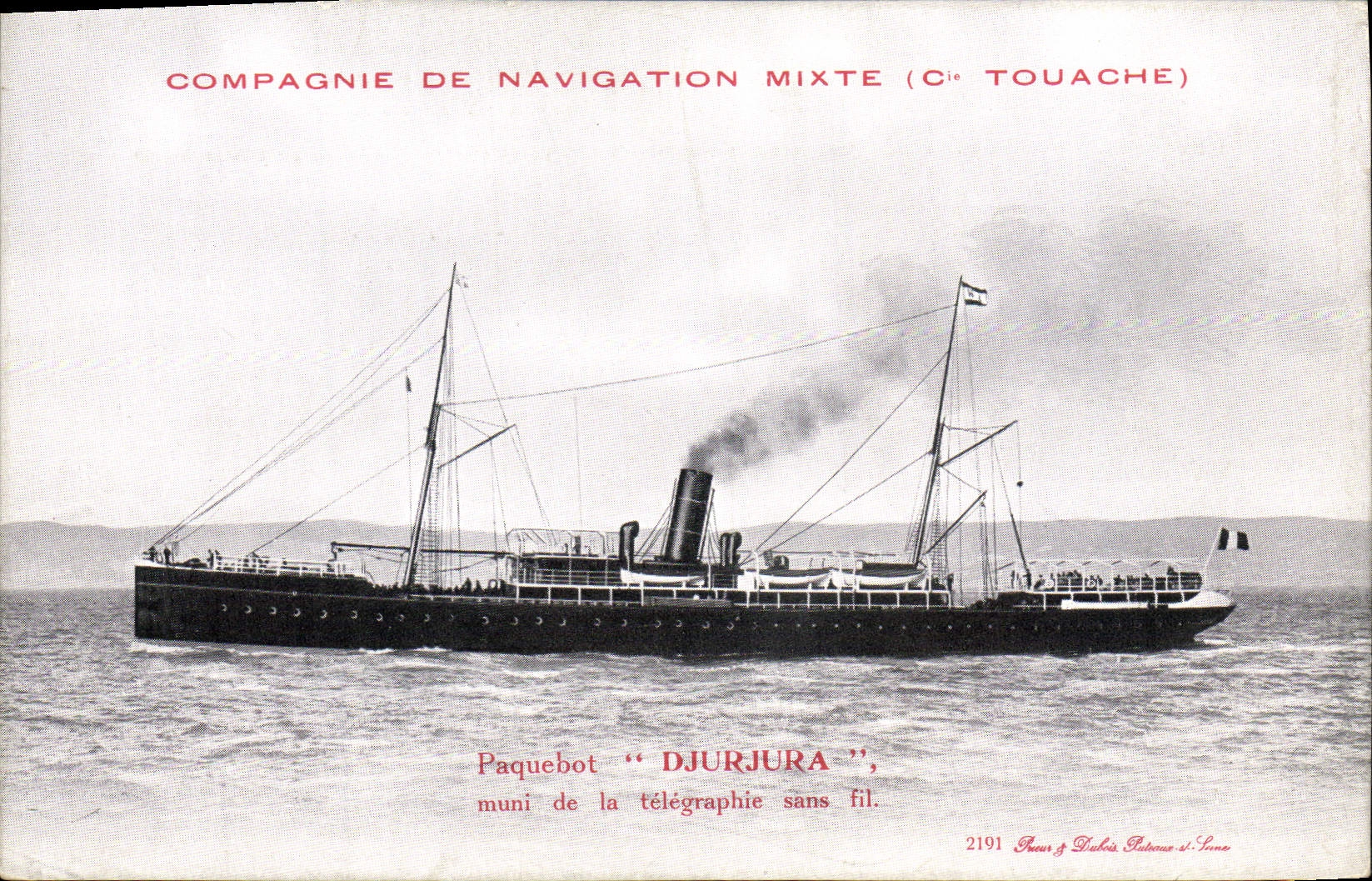 CPA Bateau Paquebot Djurjura Telegraphie sans fil compagnie de la navigation mixte