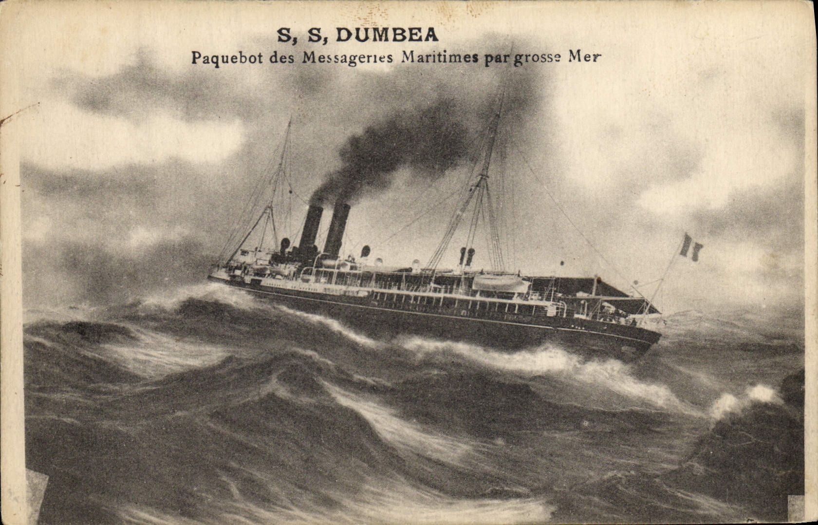 VINTAGE POSTCARD Boat Steamer S Dumbea Steamer of the Maritime Transport by heavy sea