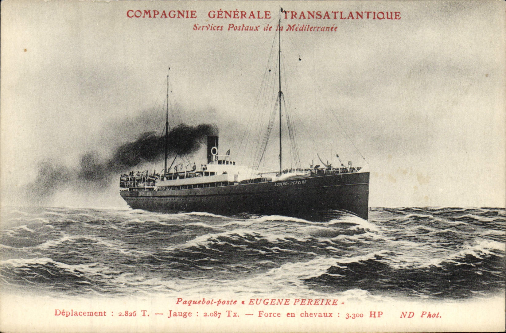 CPA Bateau Paquebot Compagnie Generale Transatlantique Eugene Pereire 