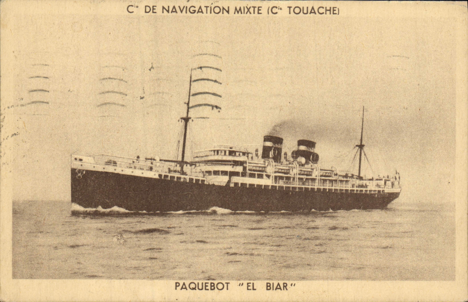 VINTAGE POSTCARD Boat Steamer El Biat Co of Navigation Mixed Co Touache