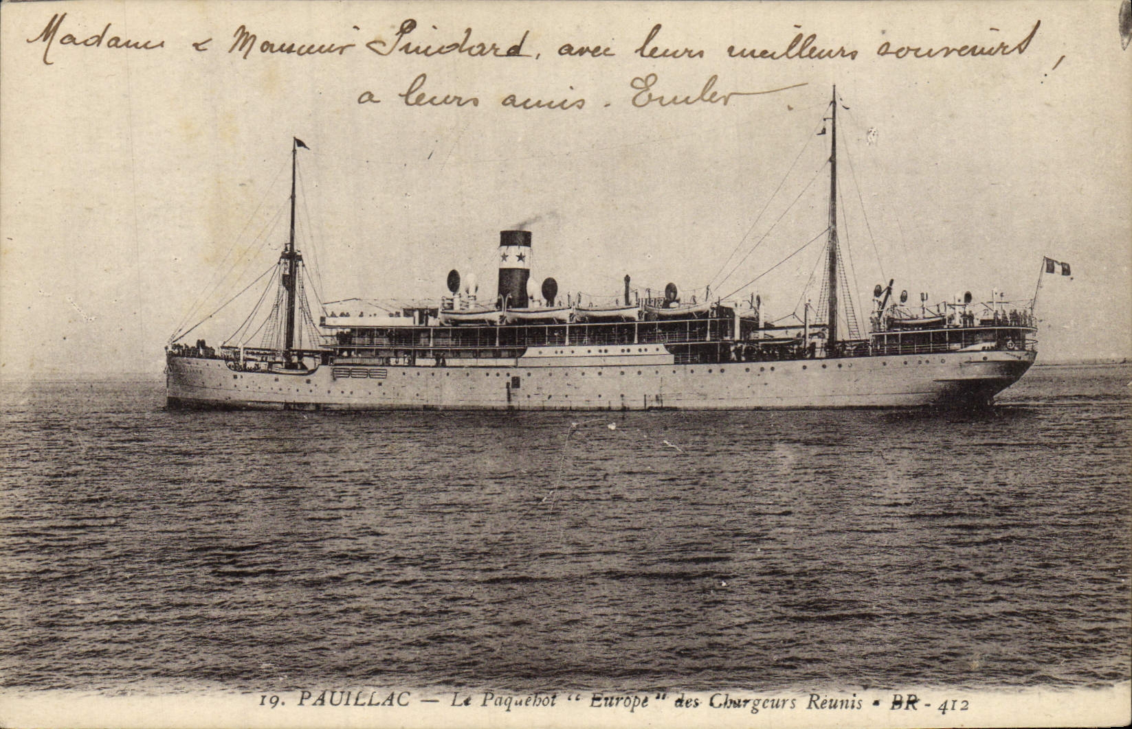 VINTAGE POSTCARD Boat Steamer Europe of the Brought together Chargers Pauillac