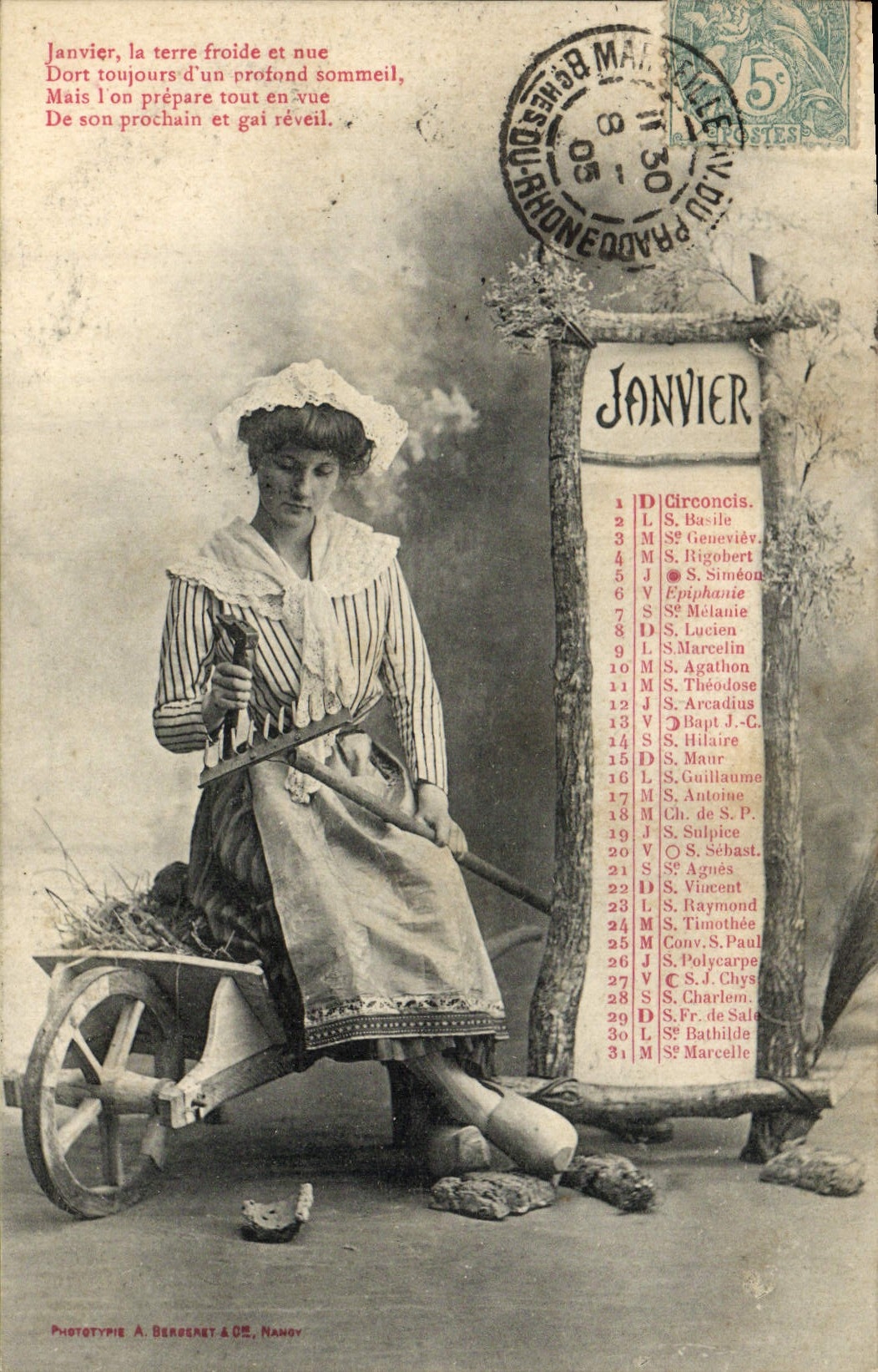 VINTAGE POSTCARD Fantasy Woman January