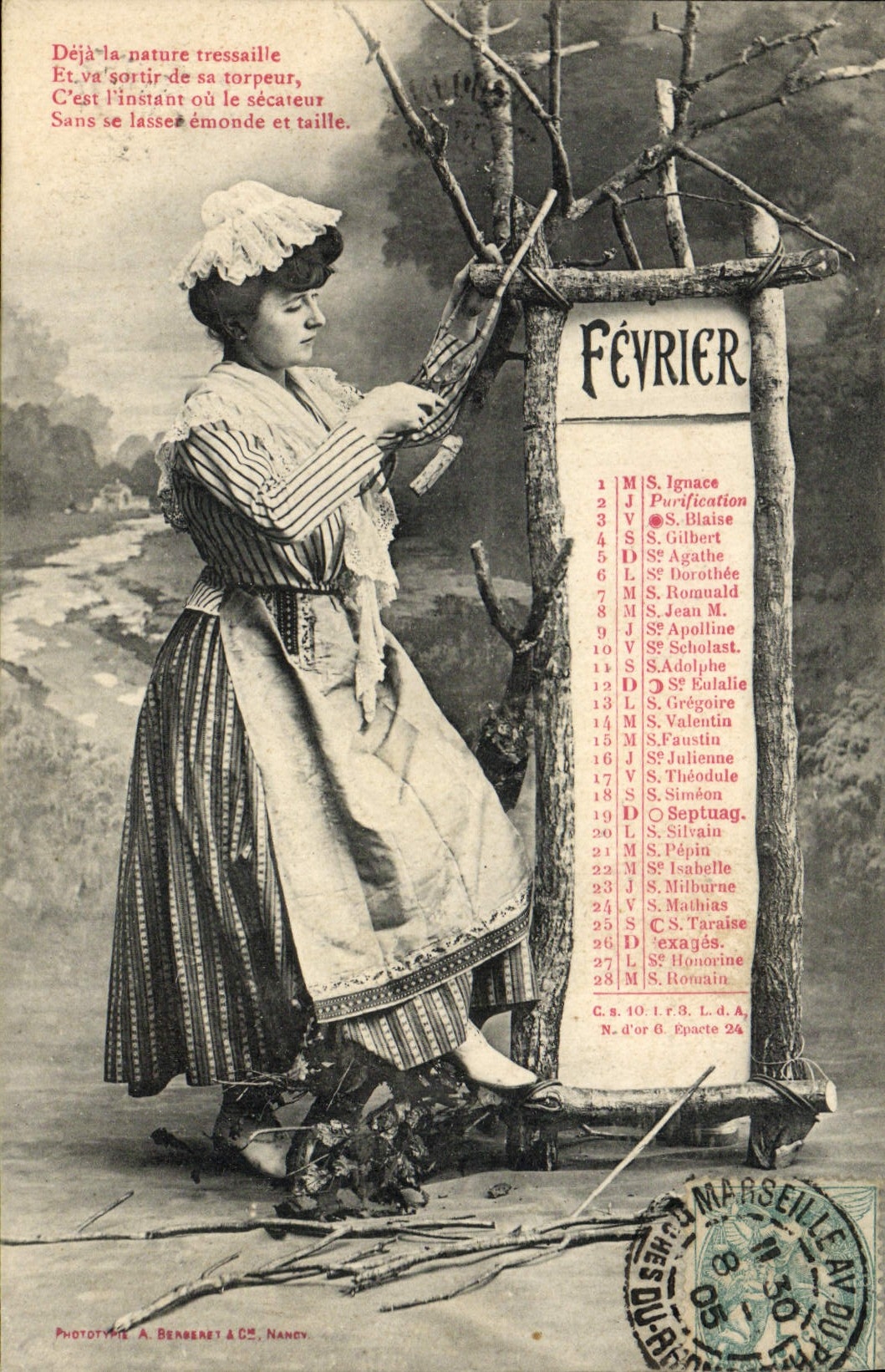 VINTAGE POSTCARD Fantasy Woman February