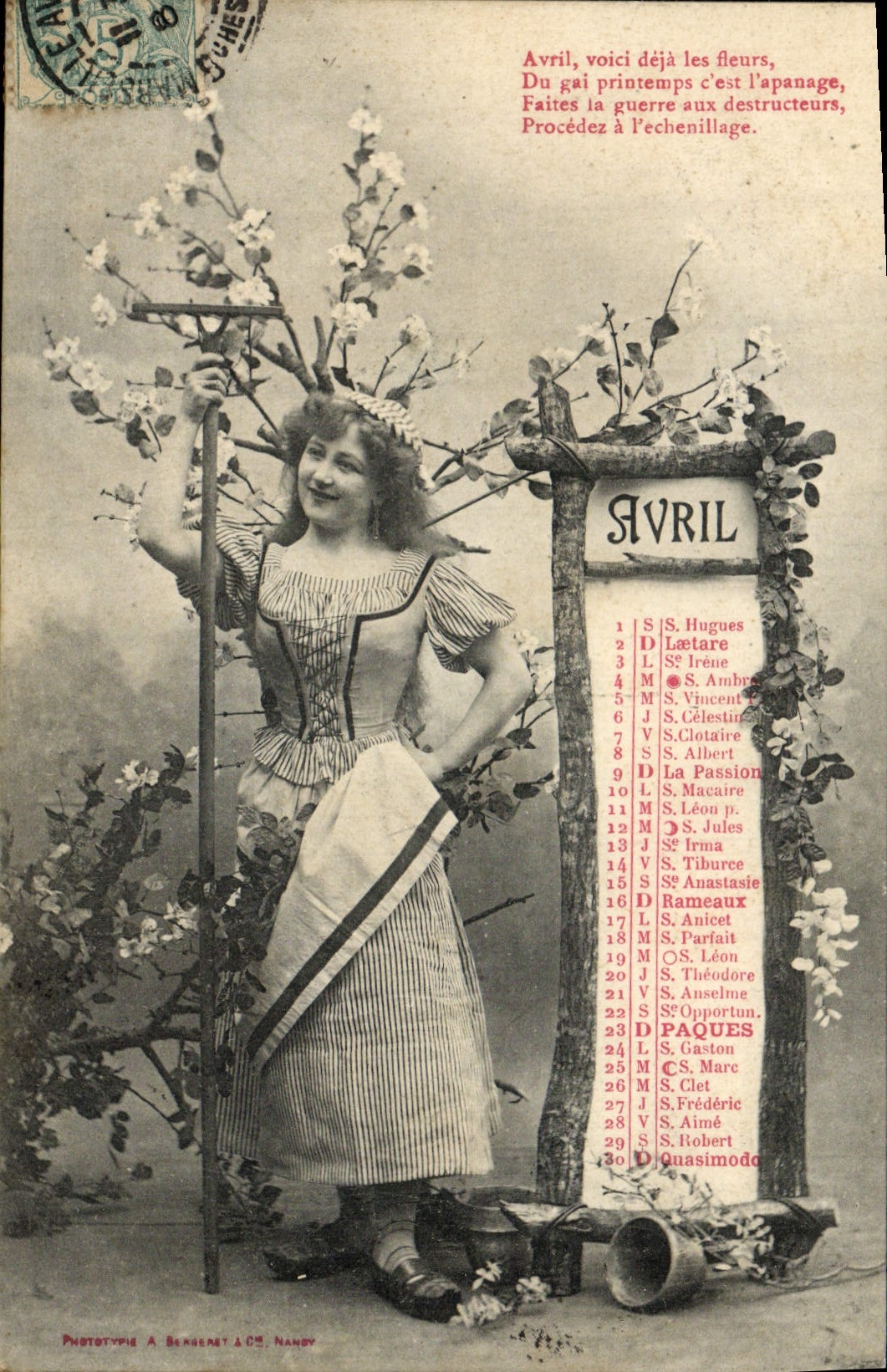 VINTAGE POSTCARD Fantasy Woman April