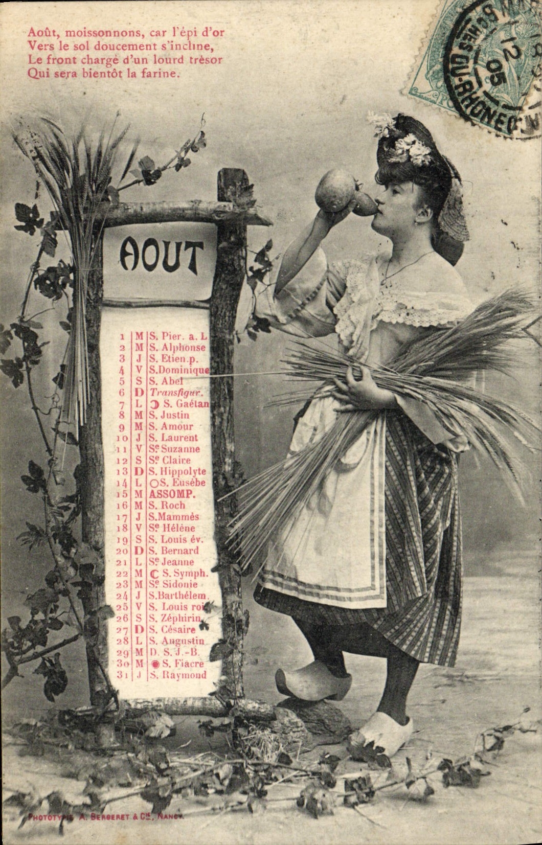 VINTAGE POSTCARD Fantasy Woman August