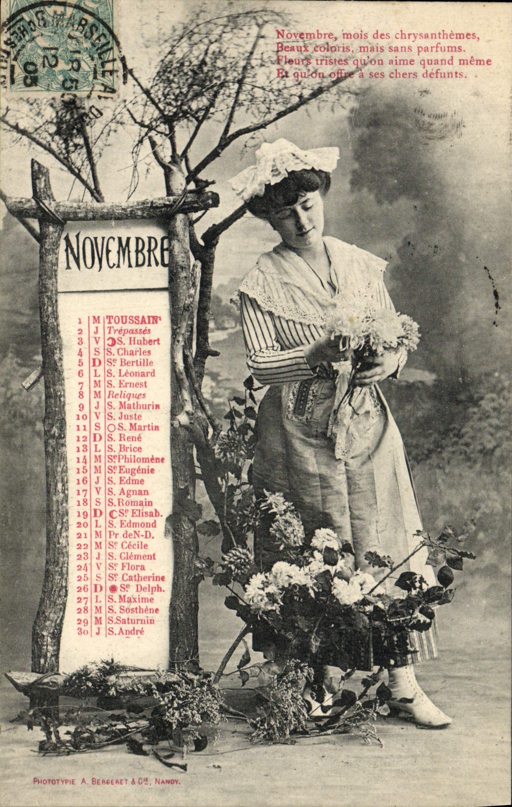 VINTAGE POSTCARD Fantasy Woman November