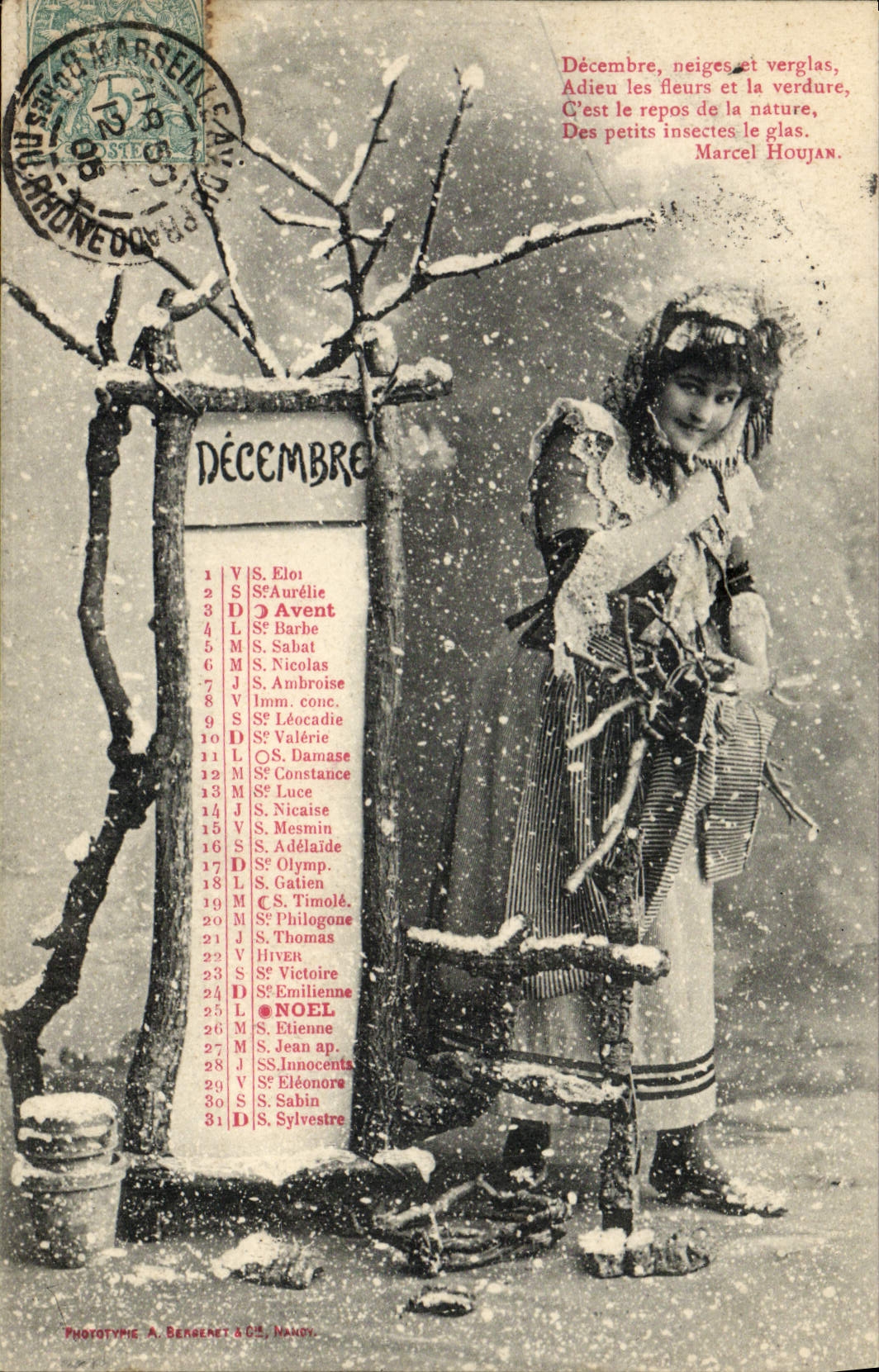 VINTAGE POSTCARD Fantasy Woman December