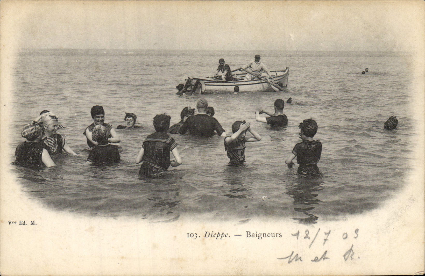 VINTAGE POSTCARD Fantasy Woman Bathing suit Dieppe Bathers