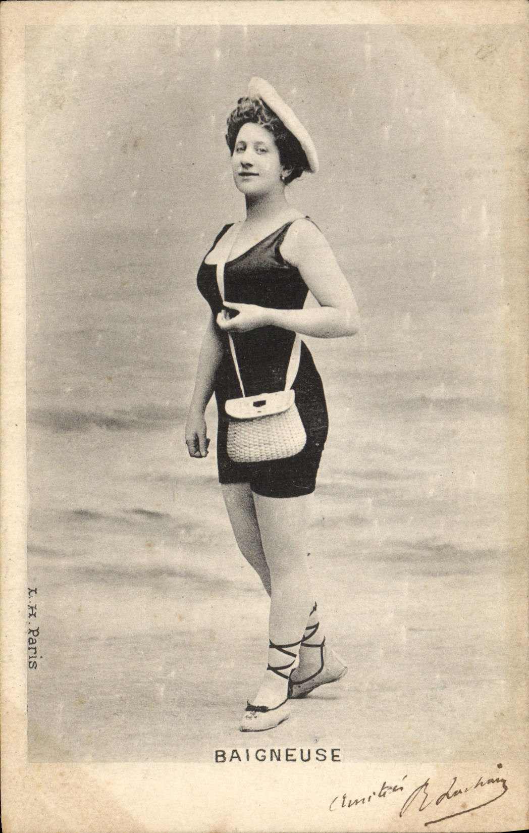 VINTAGE POSTCARD Fantasy Woman Bathing suit Bather