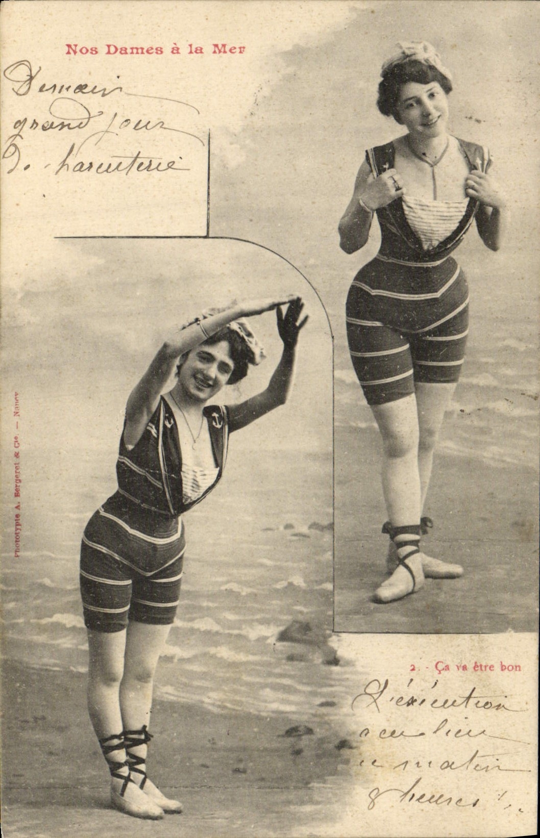 VINTAGE POSTCARD Fantasy Woman Bathing suit Our ladies with the sea