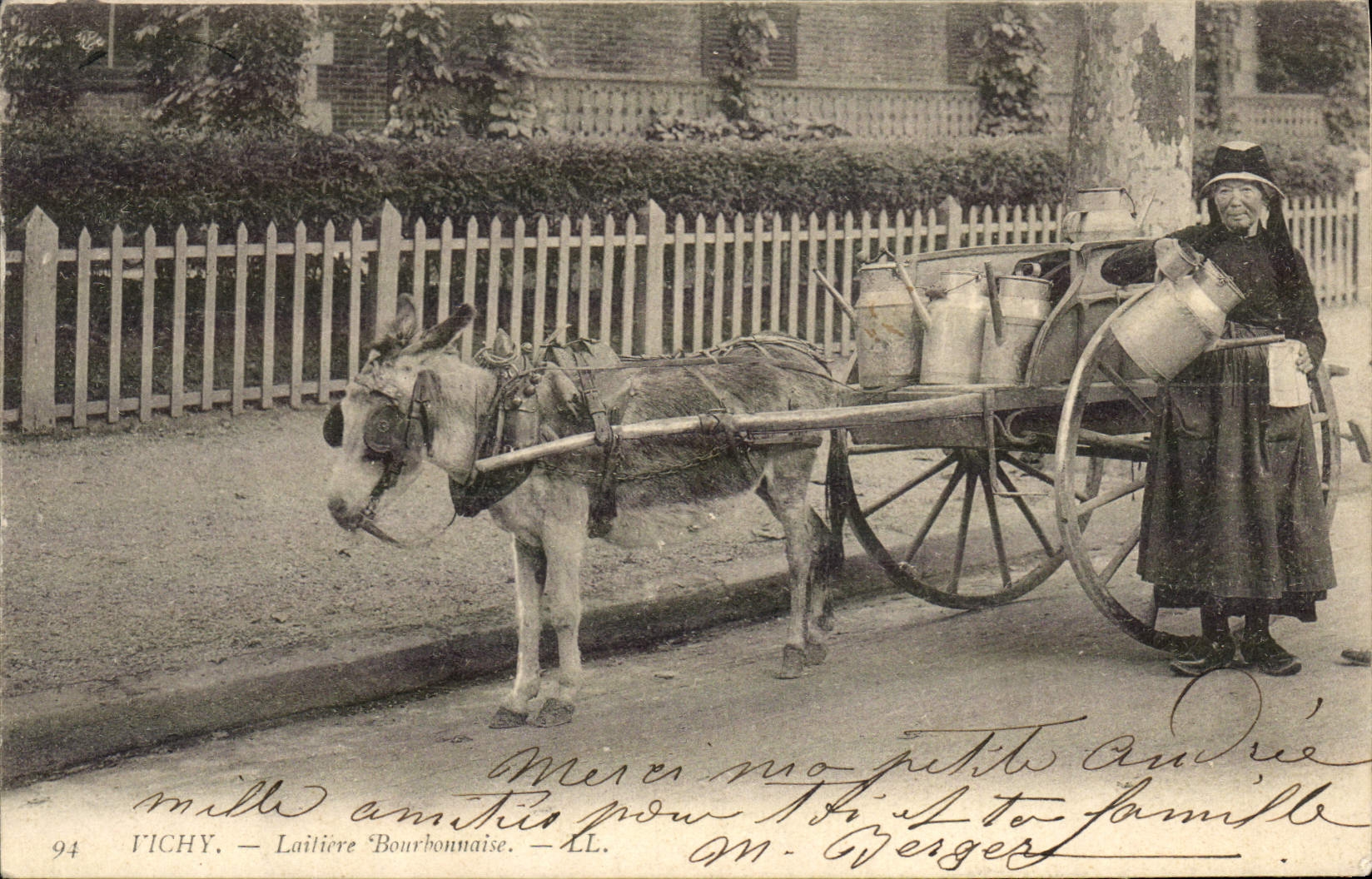 VINTAGE POSTCARD Ass Mule Vichy Laitiere Bourbonnaise