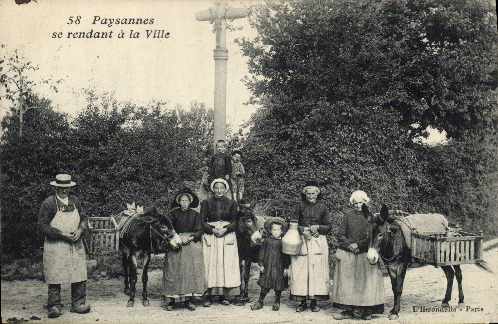 CPA Ane Mule Paysannes se rendant a la ville 