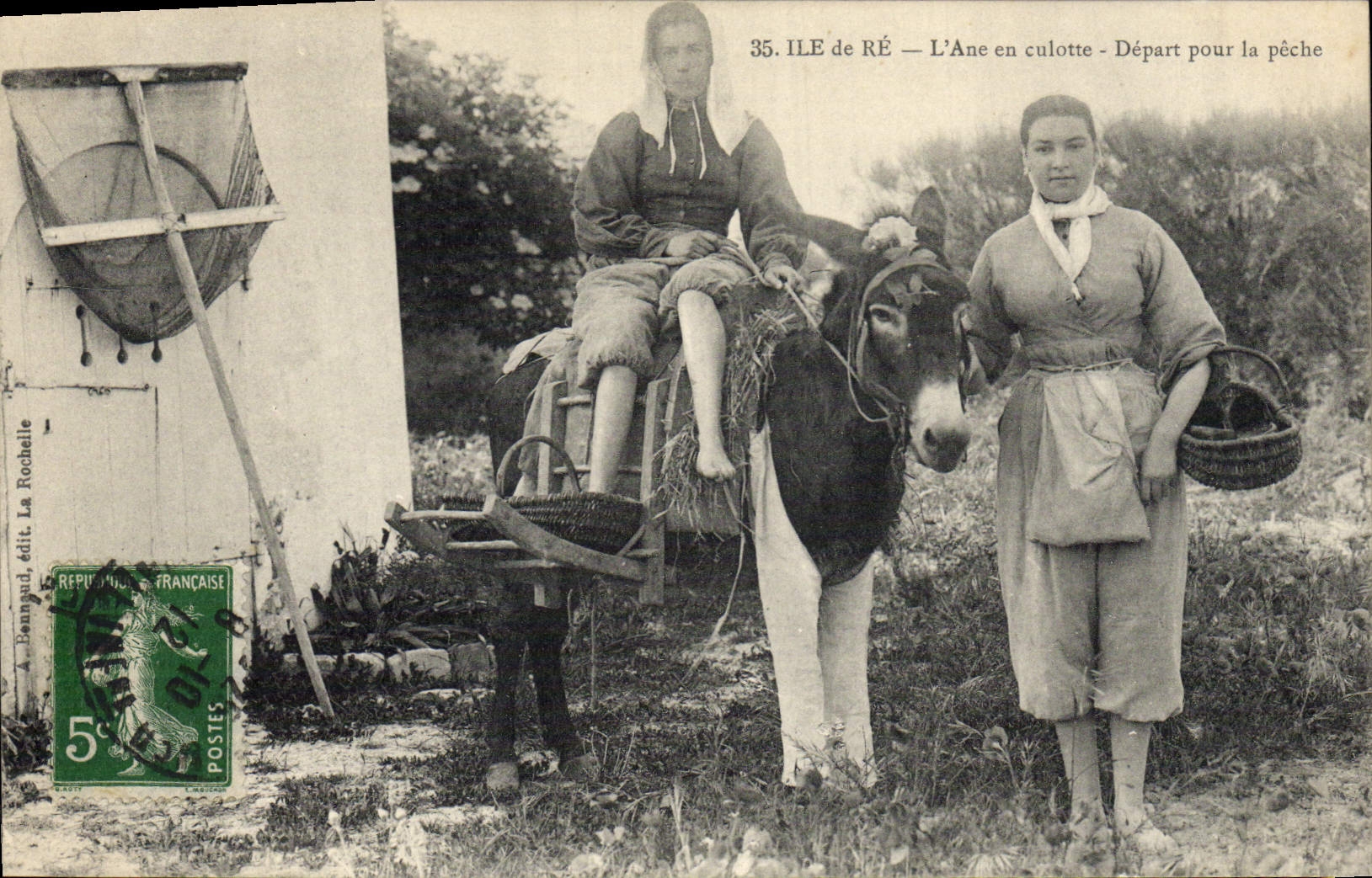 VINTAGE POSTCARD Ass Mule Ile de Ré the ass in breeches Departure for the sin