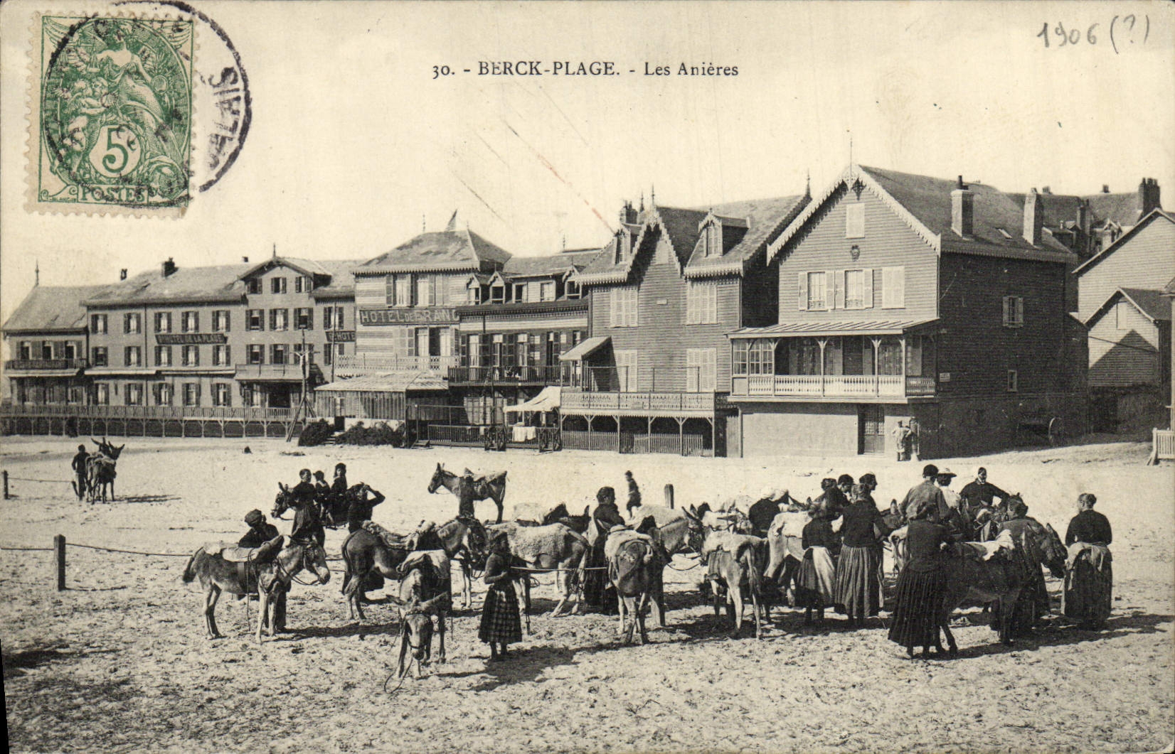 VINTAGE POSTCARD Ass Mule Berck Beach the arena