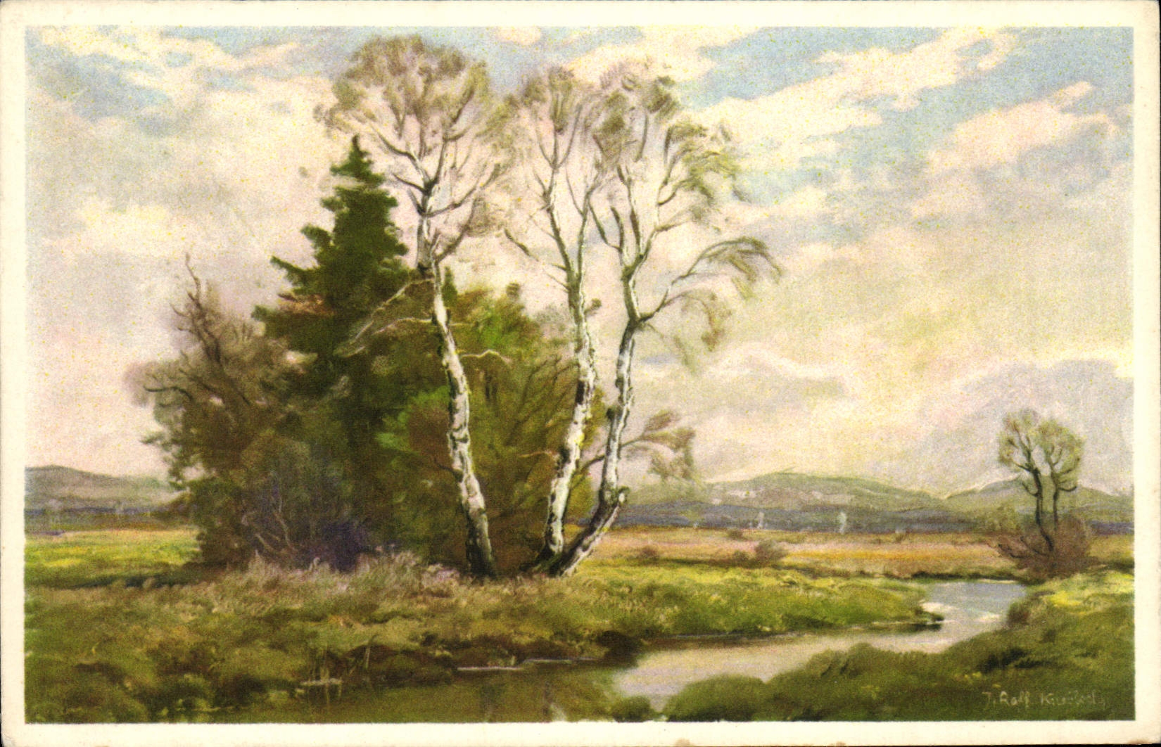 VINTAGE POSTCARD Fantasy Illustrator Landscape Drill