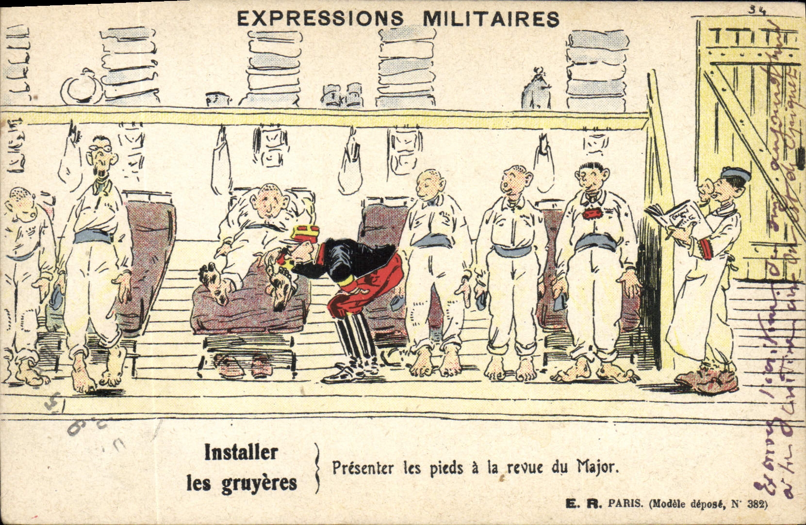 CPA Militaria Expressions militaires Installer les gruyeres 