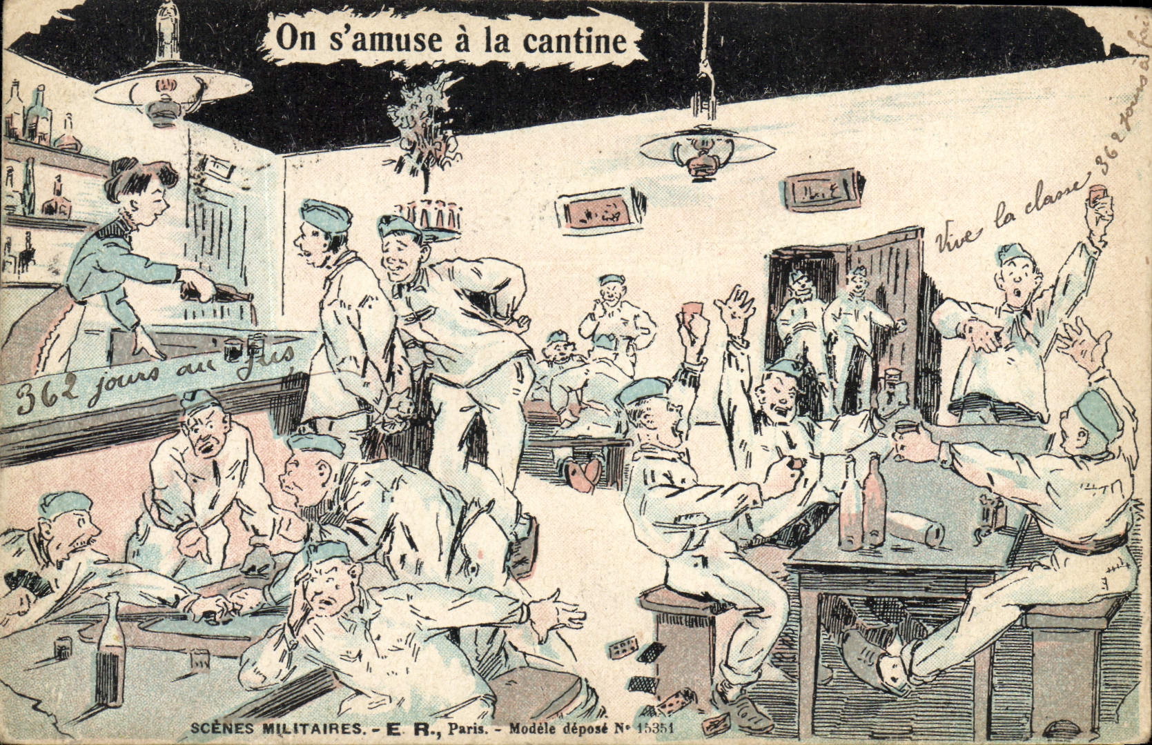 CPA Militaria On s'amuse a la cantine
