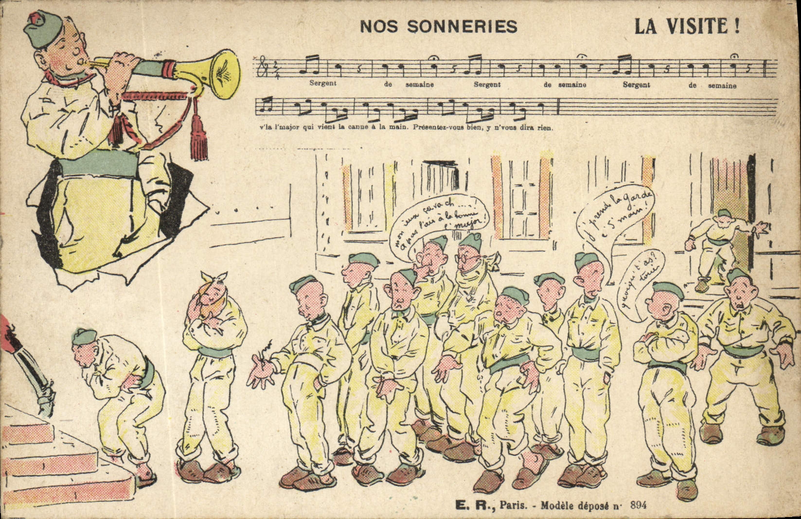 CPA Militaria Nos sonneries La visite 
